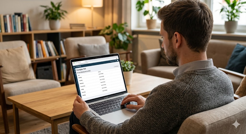 Laptop mit RettBase Dienstplan Schulsanitätsdienst: digitale Dienstplanung in der Web-App